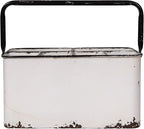Creative Co-Op Metal Caddy with 6 Compartments, Handle, and Distressed Enamel Finish, White and Black - Image 6