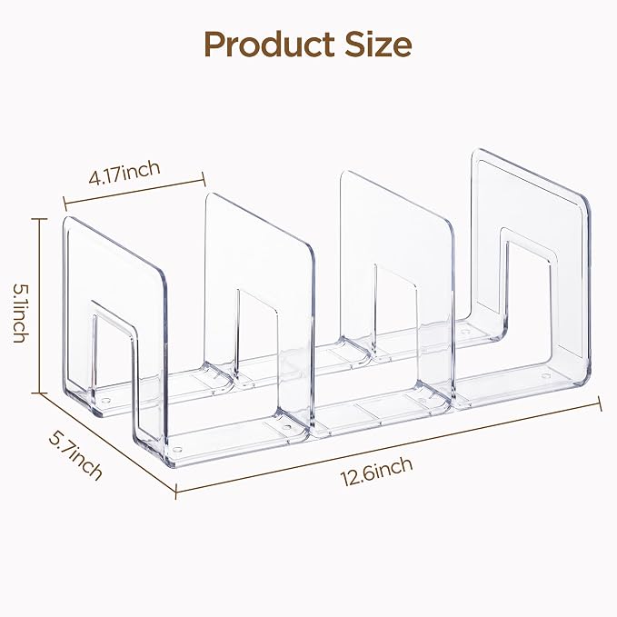 HBlife Widened 4.17 Inch Clear Acrylic Kids Shoe Rack for Closet Organizers and Storage, Small Shoe Rack 3 Sections Toddler Baby Shoe Storage Organizer Shelf, Desk File Book Purse Organizer(4 Pack) - Image 2