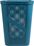 Mind Reader Slim Laundry Hamper with Lid, 60L Clothes Basket, Ventilated Plastic, Blue - Image 5