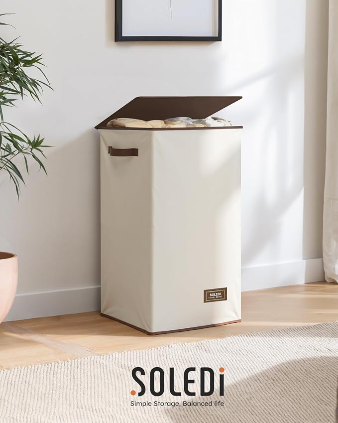 SOLEDI 90L Laundry Hamper with Lid, Large Collapsible Laundry Basket - Image 8