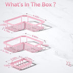 YASONIC Corner Adhesive Shower Caddy, with Soap Holder and 12 Hooks, Rustproof Stainless Steel Bathroom Organizer, No Drilling Wall Mounted Rack, Pink, 3-Pack - Image 7