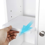 ZenStyle Over The Toilet Cabinet Double Door Wood Bathroom Storage Organizer with Adjustable Shelves, Cubby and Tempered Glass Door (White) - Image 8