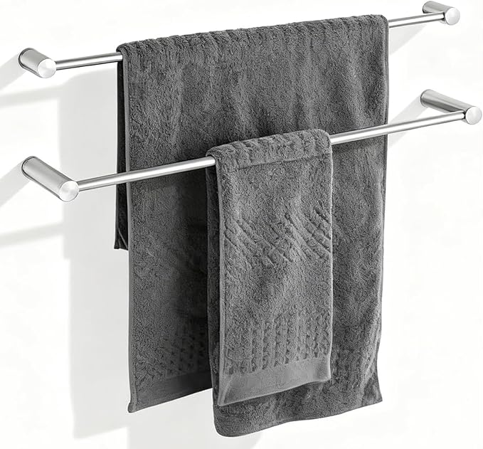 Towel Racks for Bathroom, NEWRAIN 30 inch Double Bath Towel Bar Wall Mounted, Stainless Steel Kitchen Towel Holder, Brushed Nickel Towel Rod Towel Rail Hange by NEWRAIN