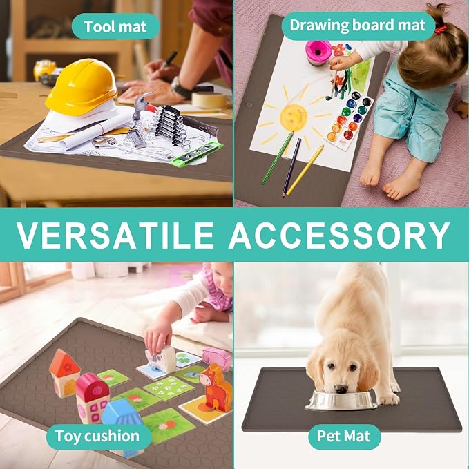 Under Sink Mat, 19"x22" Under Sink Mats for Kitchen, Silicone Waterproof Under Sink Liner, Sink Cabinet Organizer Tray with Drain Hole (Brown, 19X22) - Image 4