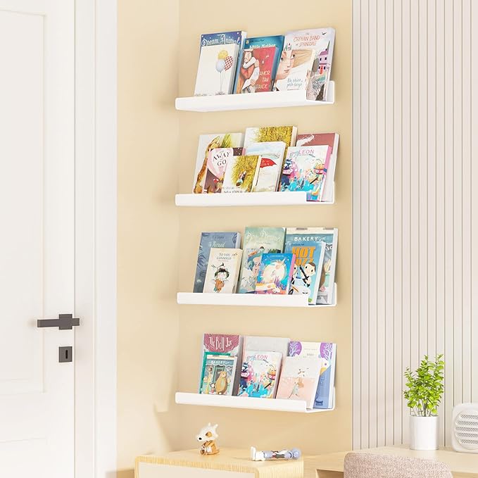 upsimples 2 Pcs 15" Acrylic Shelves for Wall Organize and Display, White - Image 2