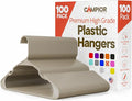 Plastic Clothes Hangers – Heavy Duty Hanger Set, for Organizing Clothes, Dresses, and Coat, Holds Up to 5 lbs, Space-Saving Hangers with Non-Slip Shoulder Grooves, Pack of 100, Ivory by Campior