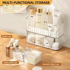 PAVSTINE 2-Tier Stackable Medicine Cabinet Organizer, Narrow Bathroom Makeup Organizer with Lipstick Holders & Cotton Swab Cases, Clear Countertop Shelf for Mirror Cabinet and Vanity - Image 2