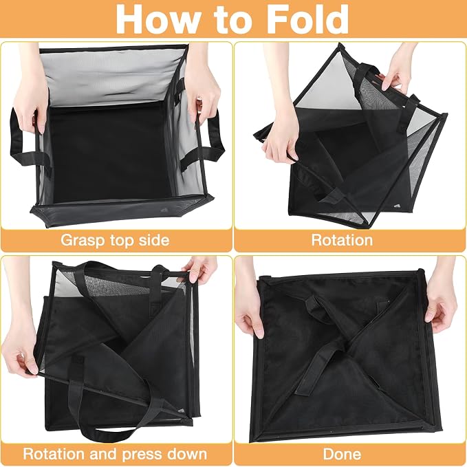 Zopeal 1 Pack Collapsible Mesh Laundry Basket, Black, Single-layer - Image 3