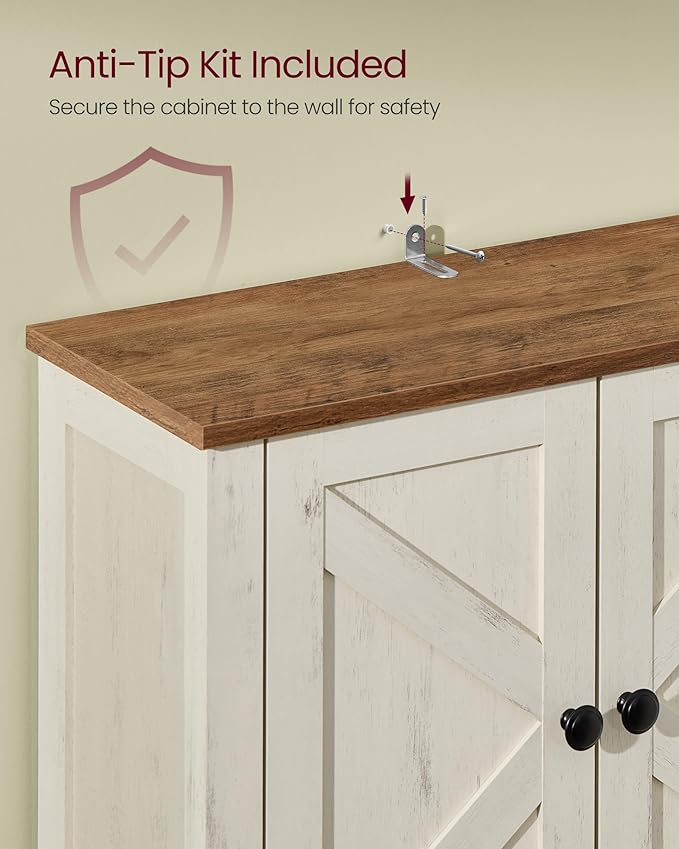 VASAGLE Over the Toilet Storage Cabinet, Doors, Adjustable Shelves, 23.6''W - Image 5