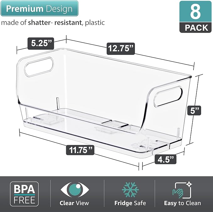 Sorbus Clear Pantry Organizer with Stackable Storage Bins, Open Front - Image 5