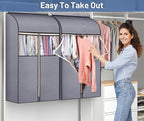 SLEEPING LAMB 35" Garment Bags for Hanging Clothes Storage, Sealed Completely Clothing Rack with Cover with Zipper Clear PVC Window Coat Cover for Closet, Sweaters, Suits protector, 2 Packs, Grey - Image 5