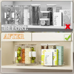 4 Pack Rotating Small Lazy Susan Turntable Organizer for Cabinet,9.5 Inch Clear Acrylic Spice Rack,Turn Table Organizers for Refrigerator,Kitchen,Pantry and Vanity Makeup,Bathroom Countertop Organizer - Image 6