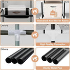Portable Closet with Cover, 3 Hanging Rods and Side Pocket, Sturdy Free Standing Closet, White - Image 5
