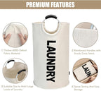 DOKEHOM 90L Large Laundry Basket Bag, Collapsible Tall Hamper, Beige - Image 7