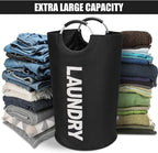 DOKEHOM 125L X-Large Laundry Basket Bag, Collapsible Tall Hamper, Black - Image 5