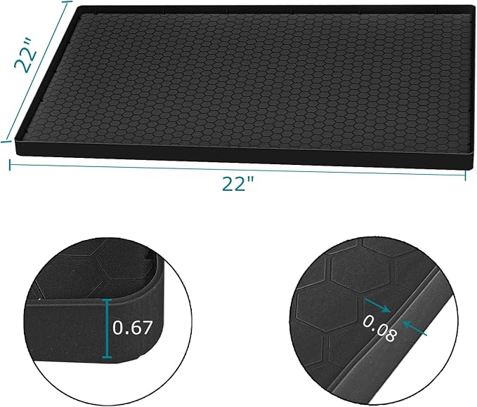 Under Sink Mat 22 x 22, Silicone Under Sink Liner for Kitchen Waterproof Bathroom Cabinet Mat, Black - Image 3