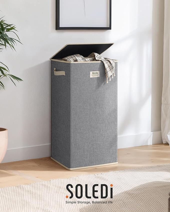 SOLEDI 100L Laundry Hamper with Lid, Large Collapsible Laundry Basket - Image 8