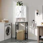 USHOWER White Over The Toilet Storage Cabinet with Barn Doors - Image 7