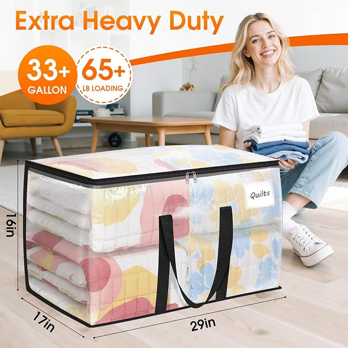 Fab totes Moving Bags Extra Heavy Duty Oversized Storage Bags with Reinforced Handle and Double Zippers,Moving Supplies Totes for Storage Packing Dorm Room Essentials Alternative to Moving Boxes - Image 2