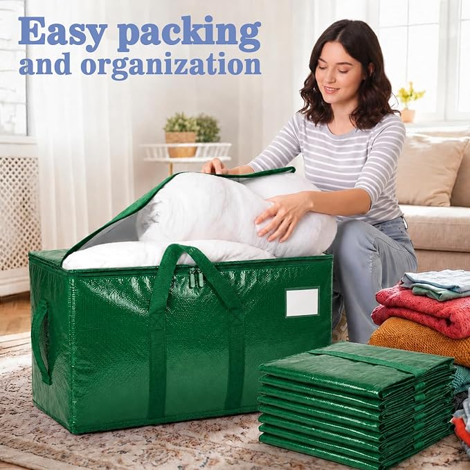 Songrey Extra Large Heavy Duty Moving Bags, 12 Pack, Dark Green - Image 5