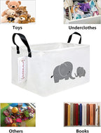 Collapsible Laundry Basket with Side Handles, Parent Child Elephant - Image 4