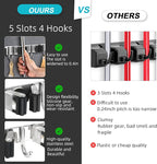 HANZENMA Broom Holder Wall Mount, Broom Organizer Wall Mount Stainless Steel Broom and Mop Hanger Heavy Duty Storage Organization for Home Kitchen Garden Garage Room 5 Racks 4 Hooks - Image 8