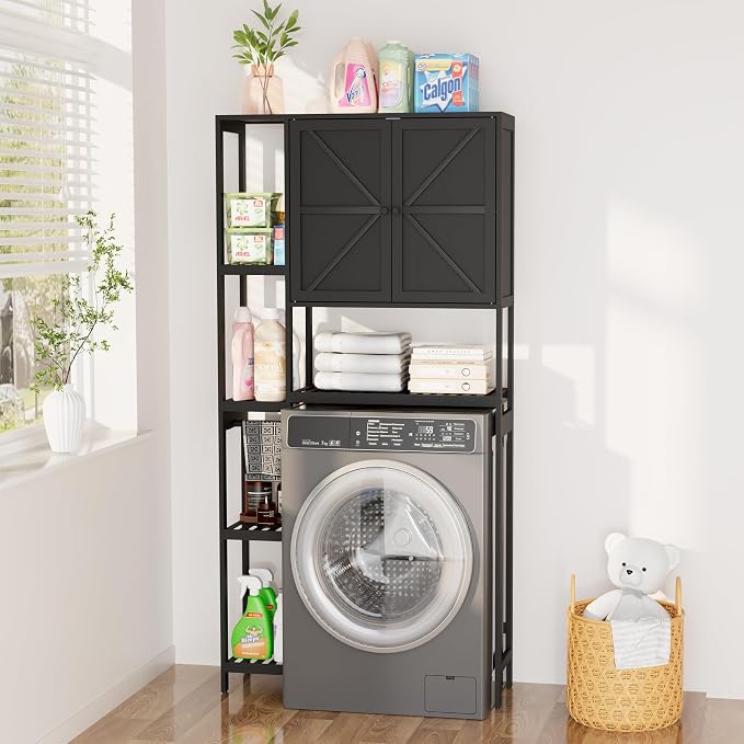 Bamboo Over-the-Toilet Storage Cabinet with Shelves for Small Bathrooms - Image 4