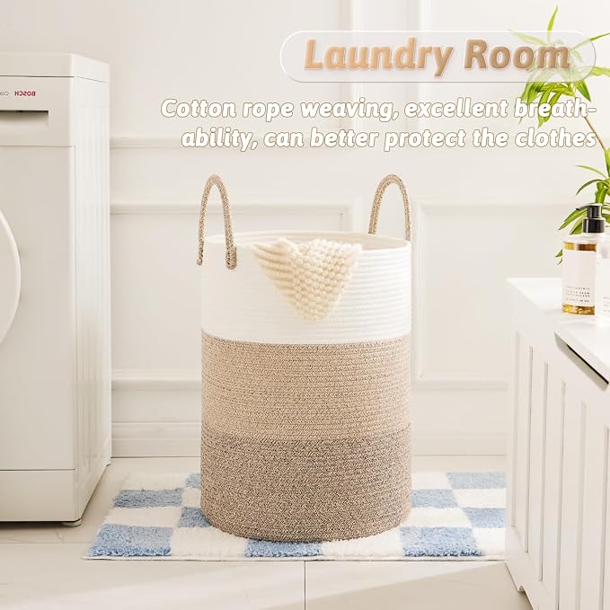 Artfeel Laundry Basket,Woven Cotton Rope Laundry Hamper,40L for Decorative Storage of Dirty Clothes,Toys and Blankets in Bathroom,Bedroom and Living Room - Image 2