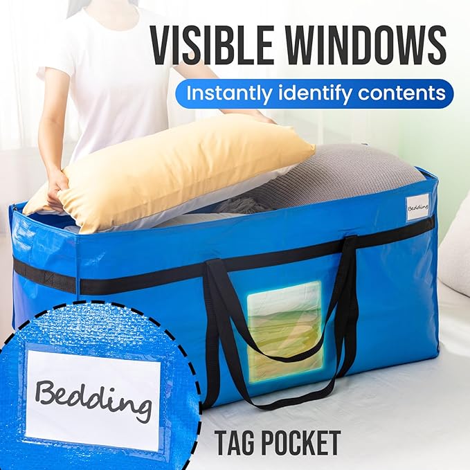 TAILI 2 Pack 69 Gallon Extra Large Storage Bags with Visible Window,Blue - Image 4