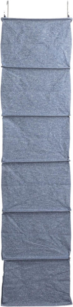 Household Essentials Hanging Cotton Blend Closet Organizer with 6 Storage Shelves, Denim - Image 8