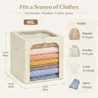 GoMaihe Clothes Storage Bins with Metal Frame for Closet, 40L 6-Pack Beige - Image 2