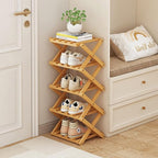 5 Tier Foldable Shoe Rack, Bamboo Vertical Shoe Organizer Tall for Multifunctional Narrow Shoe Shelf for Entryway, Closet, Corner, Bedroom, Hallway(Natural) by XZXWZX