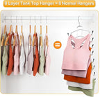 TOPIA HANGER 2 Pack Tank Top Hanger, 8 Layers Bra Hanger Space Saving, Sport Yoga Bras Holder, Closet Organizers and Storage for Camisoles Tank Tops Sports Yoga Bras Swimsuits, Silver CT79B - Image 4