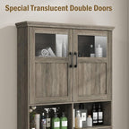 Vabches Over The Toilet Storage Cabinet with Doors & Paper Holder, Grey - Image 6