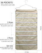 BB Brotrade Hanging Jewelry Organizer,Accessories Organizer,56 Zipper Pocket Organizer for Holding Jewelries (Beige-Zipper) - Image 3
