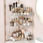 BEFSOP Corner Bathroom Counter Organizer, Upgraded 3-Tier Makeup Organizer Countertop with Makeup Brush Holder, Skincare Exquisite Vanity Organizers Countertop Bathroom Storage Dresser(CLEAR) by Homelifeassistant