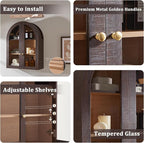 Bathroom Arched Wall Cabinet Over The Toilet Storage Cabinet, 23.5×31.4 Inch bathroom cabinet wall mount with Glass Doors & Adjustable Shelves, Wood Cabinet for Laundry Room, Kitchen, Brown/Natural - Image 5