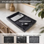 Marble Bathroom Tray for Countertop & Home Decor, Natural Decorative Marble Tray for Jewelry & Perfume Organizer, Luxury Stone Vanity Trays for Dresser, Kitchen Counter, 12" x 8", Gray Black - Image 5