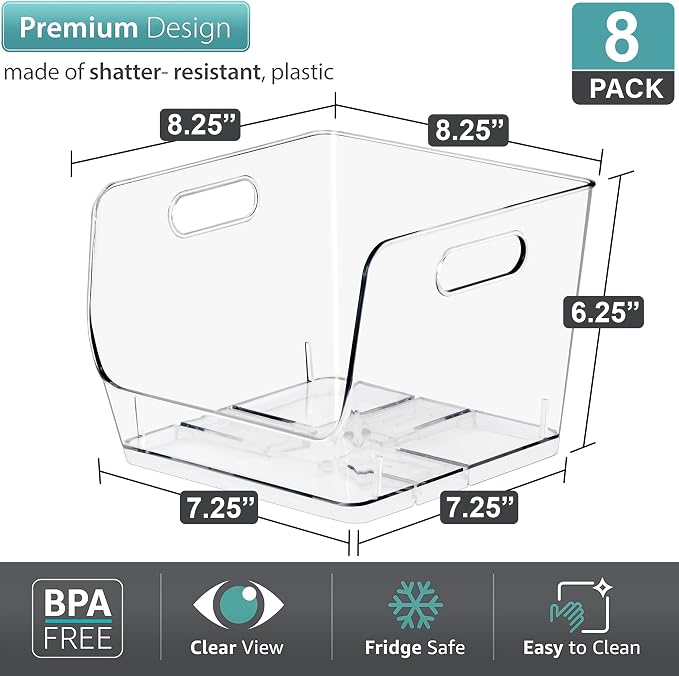 Sorbus Clear Pantry Organizer with Stackable Storage Bins, Open Front - Image 4
