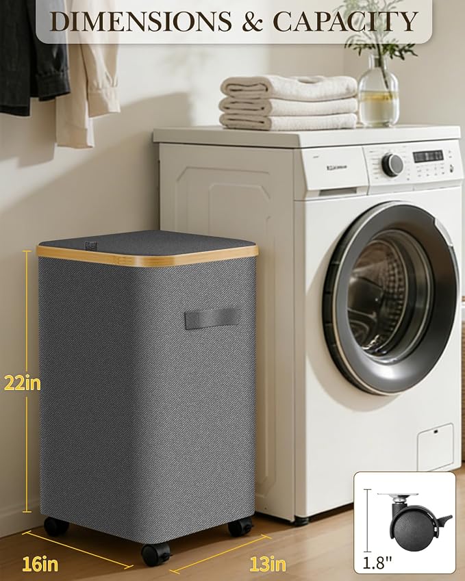 Laundry Hamper with Wheels, 75L Rolling Laundry Basket, Removable Inner Bag - Image 2