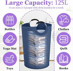 125L Collapsible Laundry Basket with Handles, Extra-large Laundry Hamper for Bedroom, Freestanding Dirty Clothes Basket, Sturdy Laundry Bin for Living Room, Camping, Navy Blue - Image 2