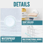 TAILI Shower Caddy Suction Cup 2 Pack with Hooks & Soap Holder, White - Image 4