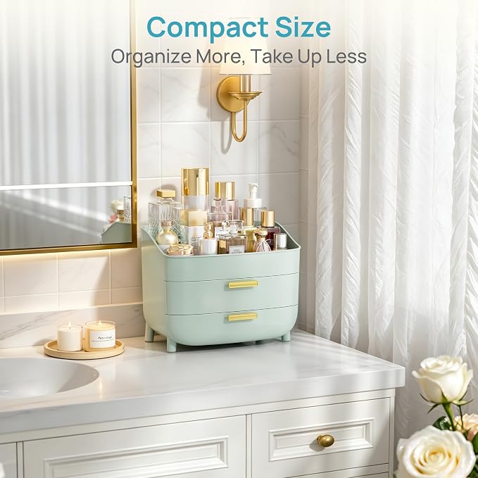 Vtopmart 3-Tier Skincare Makeup Organizer with Drawers, Green - Image 5