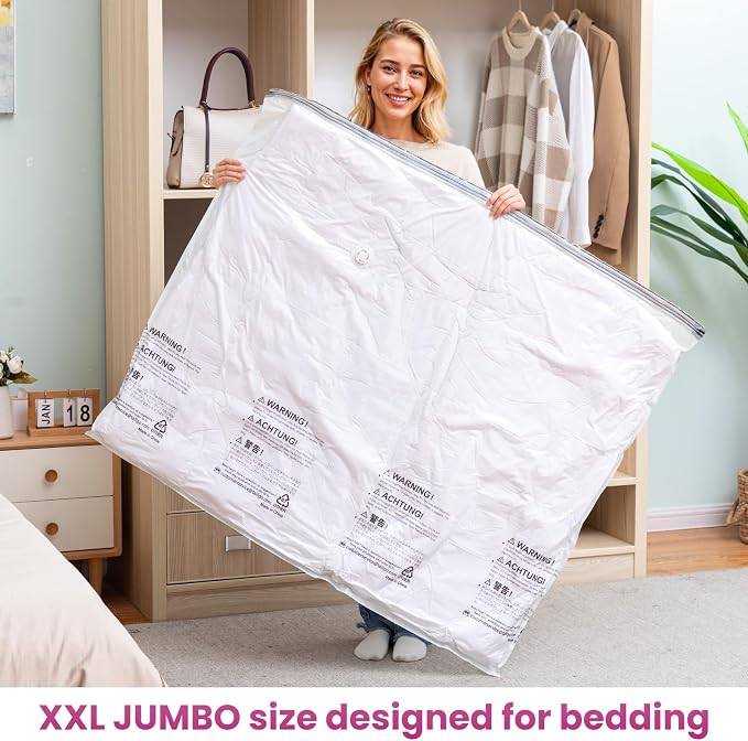 TAILI 8 Pack Vacuum Storage Bags, XXL Jumbo (47x39 Inch), Cream - Image 5