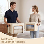 Yecaye 3-Pack 66L Clothes Storage Bins, Storage Bags for Clothes, Beige - Image 7