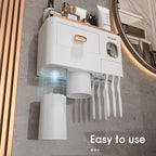 iHave Toothbrush Holders Bathrooms Wall Mount Toothpaste Dispenser & 2 Cups - Image 3