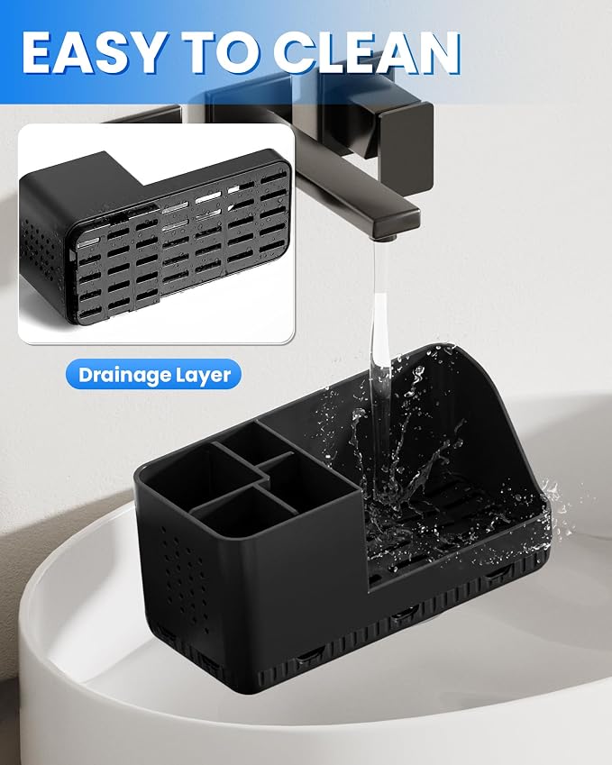 Toothbrush Holder Bathroom Counter Organizer & Storage Detachable - Image 2