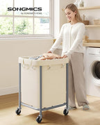 SONGMICS Laundry Basket with Wheels, 170L, Steel Frame, Removable Bag - Image 2