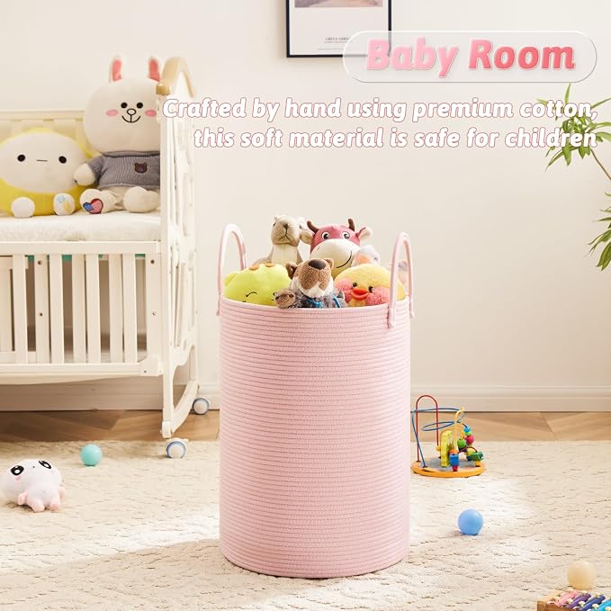 Artfeel Laundry Basket,Woven Cotton Rope Laundry Hamper,80L for Decorative Storage of Dirty Clothes,Toys and Blankets in Bathroom,Baby Room and Living Room - Image 4