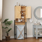 Vabches Over The Toilet Storage Cabinet with 2-Door Design Bathroom Organizers and Storage with Anti-Tip Device Over Toilet Organizer with Shelves for Bathroom,Restroom,Laundry Natural - Image 6